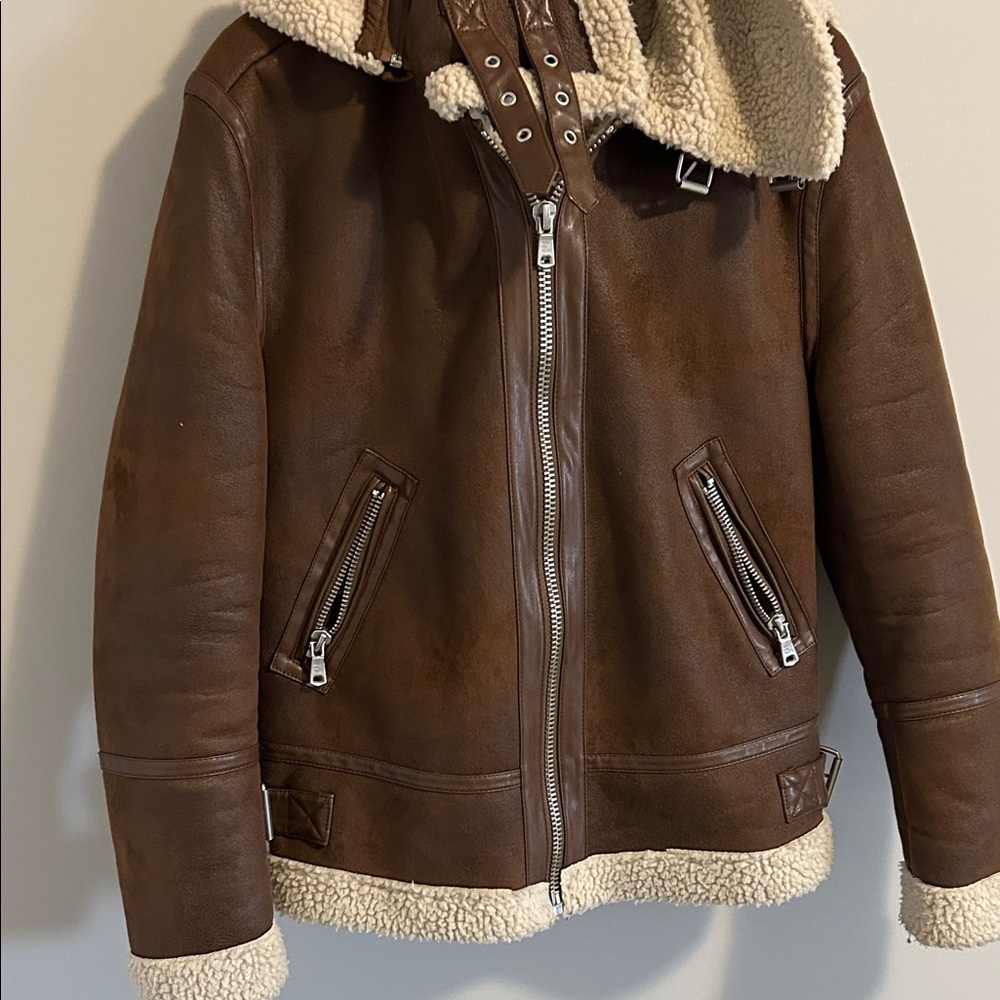 Avec Les Filles Brown Shearling coat - Picture 3 of 6